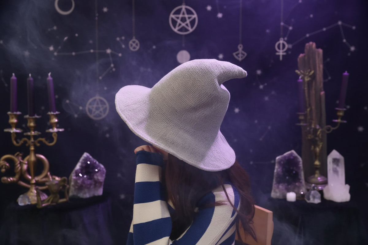 Velvet Witch Hat - Sorceress Sanctuary Black-Dark blue-Red wine-Light grey-Khaki