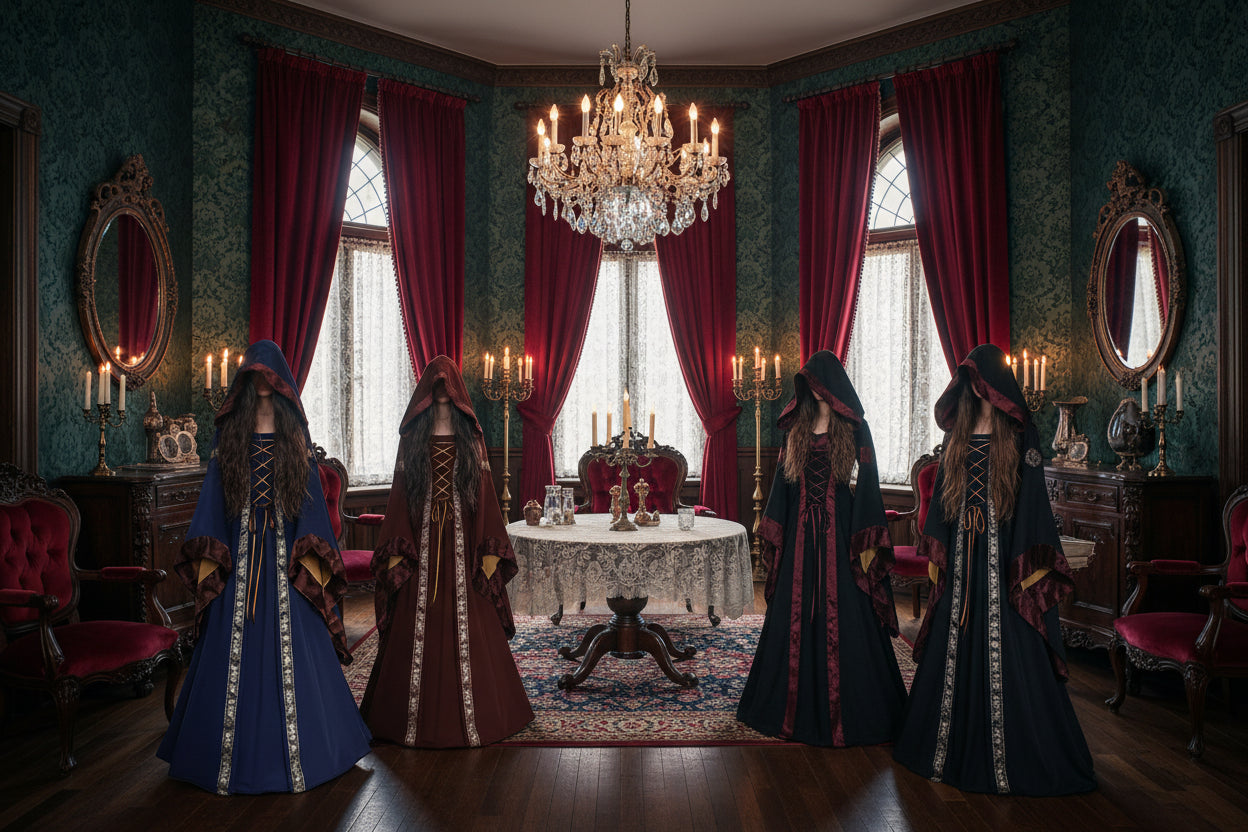 Victorian Hooded Gown - Sorceress Sanctuary Black / S-Black / M-Black / L-Black / XL-Black / XXL