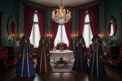 Victorian Hooded Gown - Sorceress Sanctuary Black / S-Black / M-Black / L-Black / XL-Black / XXL