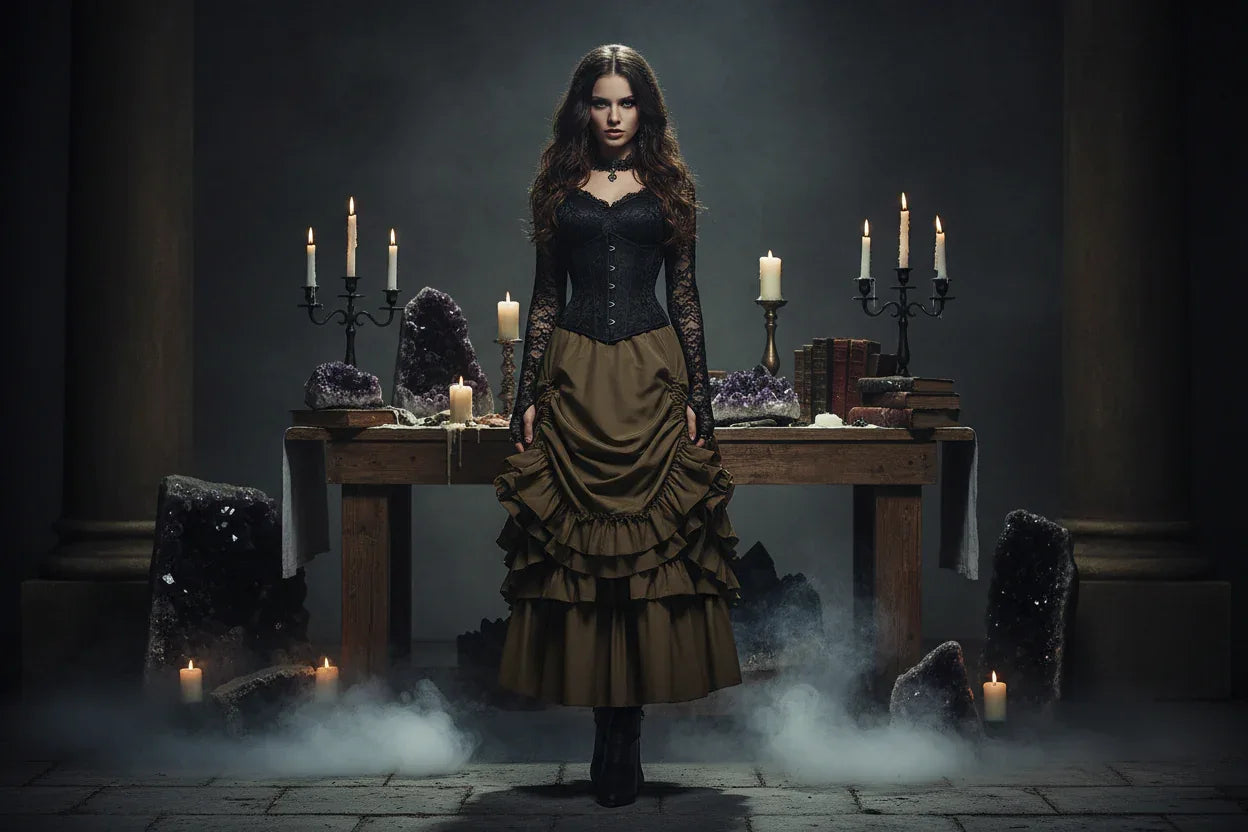 Victorian Ruffled Skirt - Sorceress Sanctuary Black / S-Black / M-Black / L-Black / XL-Black / XXL