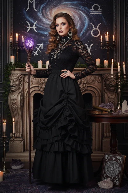 Victorian Ruffled Skirt - Sorceress Sanctuary Black / S-Black / M-Black / L-Black / XL-Black / XXL