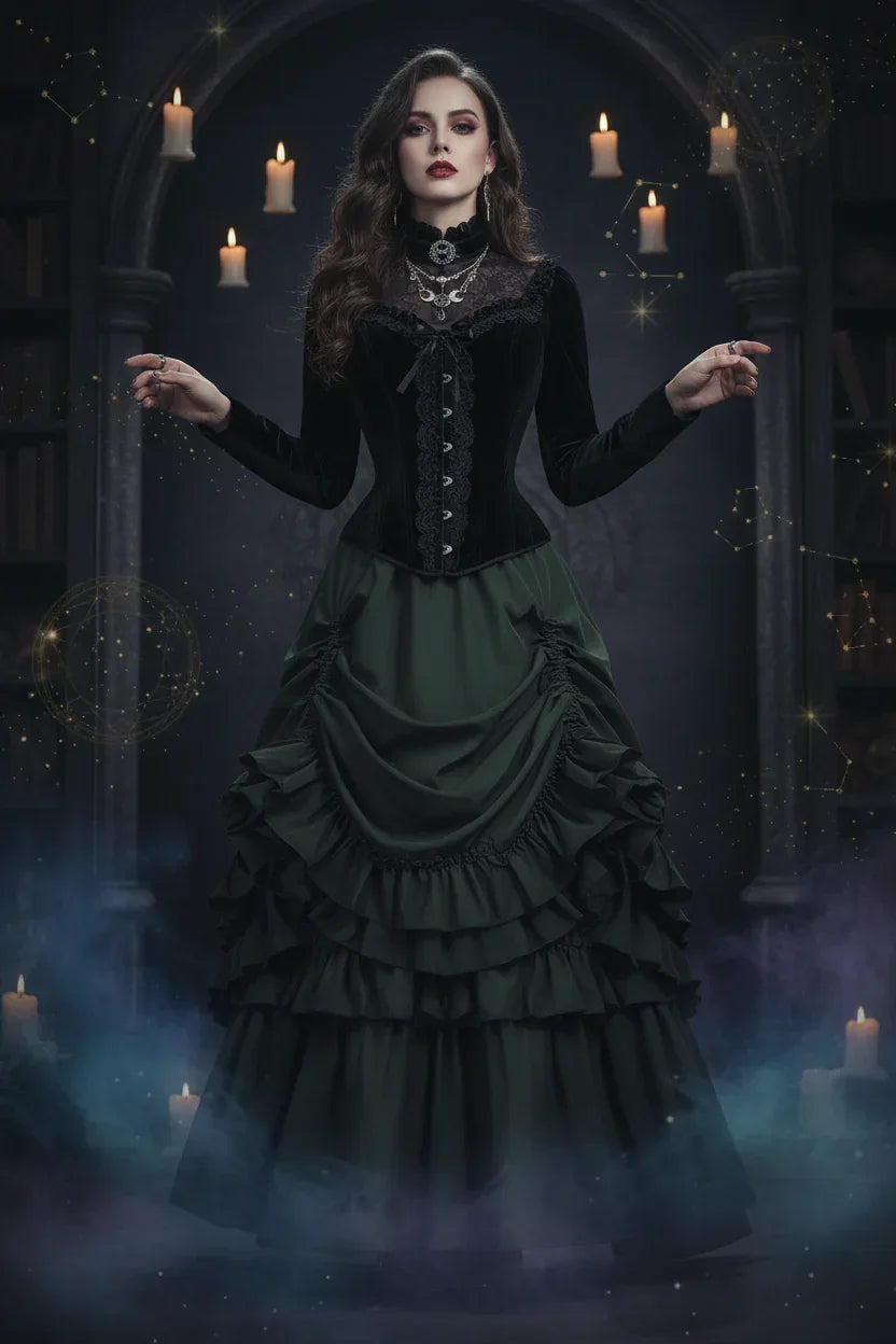 Victorian Ruffled Skirt - Sorceress Sanctuary Black / S-Black / M-Black / L-Black / XL-Black / XXL