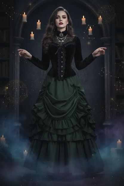 Victorian Ruffled Skirt - Sorceress Sanctuary Black / S-Black / M-Black / L-Black / XL-Black / XXL