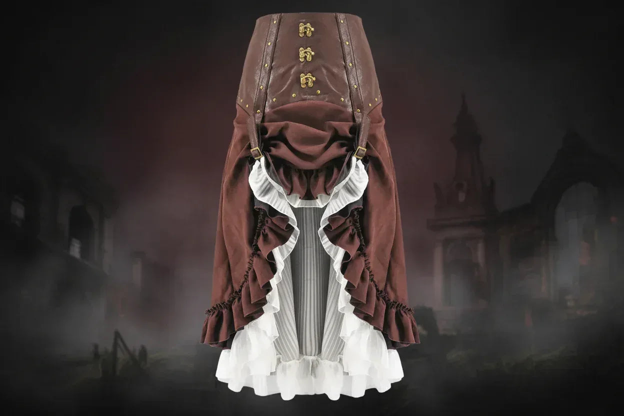 Victorian Steampunk Skirt - Sorceress Sanctuary Brown / M-Brown / XL-Brown / 2XL-Brown / 3XL-Brown / 4XL