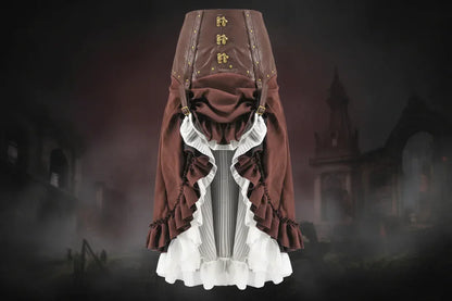 Victorian Steampunk Skirt - Sorceress Sanctuary Brown / M-Brown / XL-Brown / 2XL-Brown / 3XL-Brown / 4XL