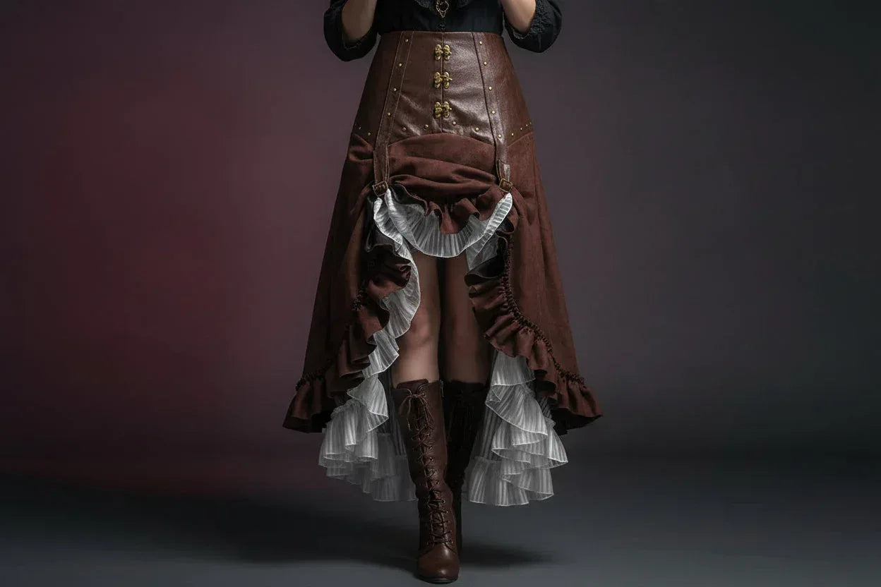 Victorian Steampunk Skirt - Sorceress Sanctuary Brown / M-Brown / XL-Brown / 2XL-Brown / 3XL-Brown / 4XL