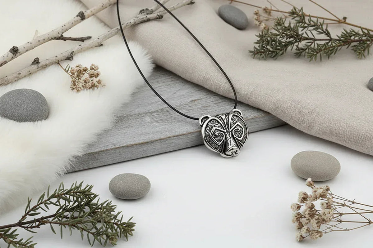 Viking Bear Necklace - Sorceress Sanctuary white