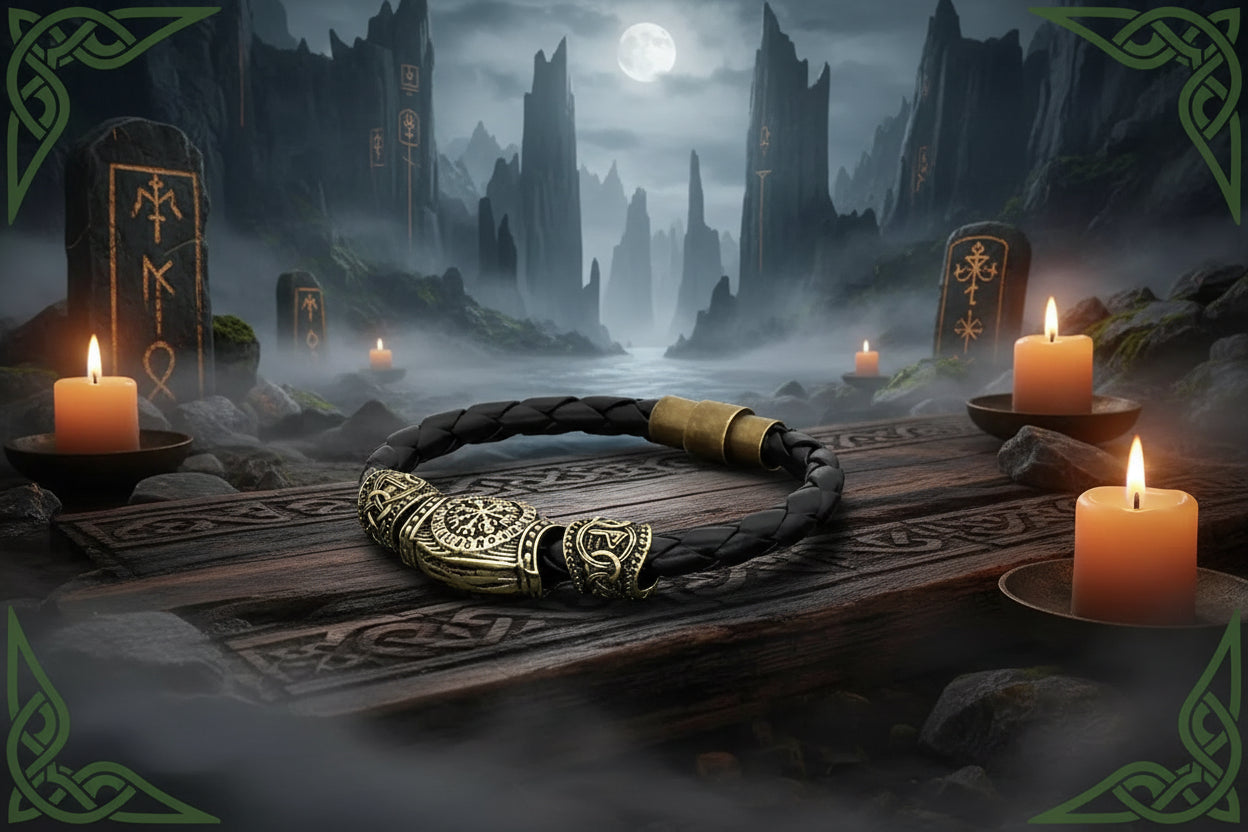 Viking Rune Bracelet - Sorceress Sanctuary New Silver / 19cm-New Silver / 21cm-New Silver / 23cm-New Gold / 19cm-New Gold / 23cm