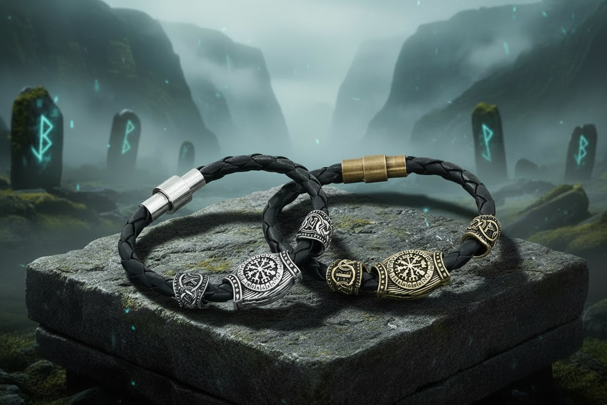 Viking Rune Bracelet - Sorceress Sanctuary New Silver / 19cm-New Silver / 21cm-New Silver / 23cm-New Gold / 19cm-New Gold / 23cm