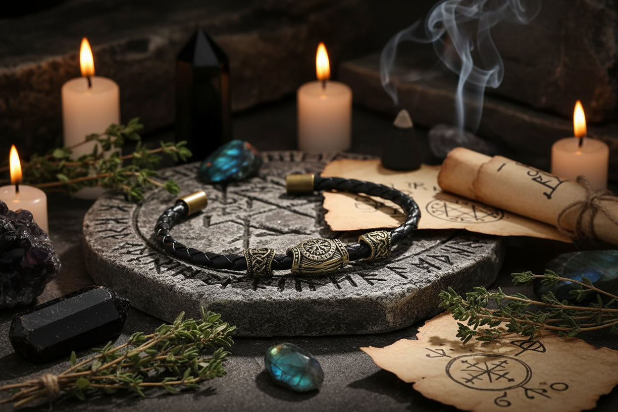 Viking Rune Bracelet - Sorceress Sanctuary New Silver / 19cm-New Silver / 21cm-New Silver / 23cm-New Gold / 19cm-New Gold / 23cm