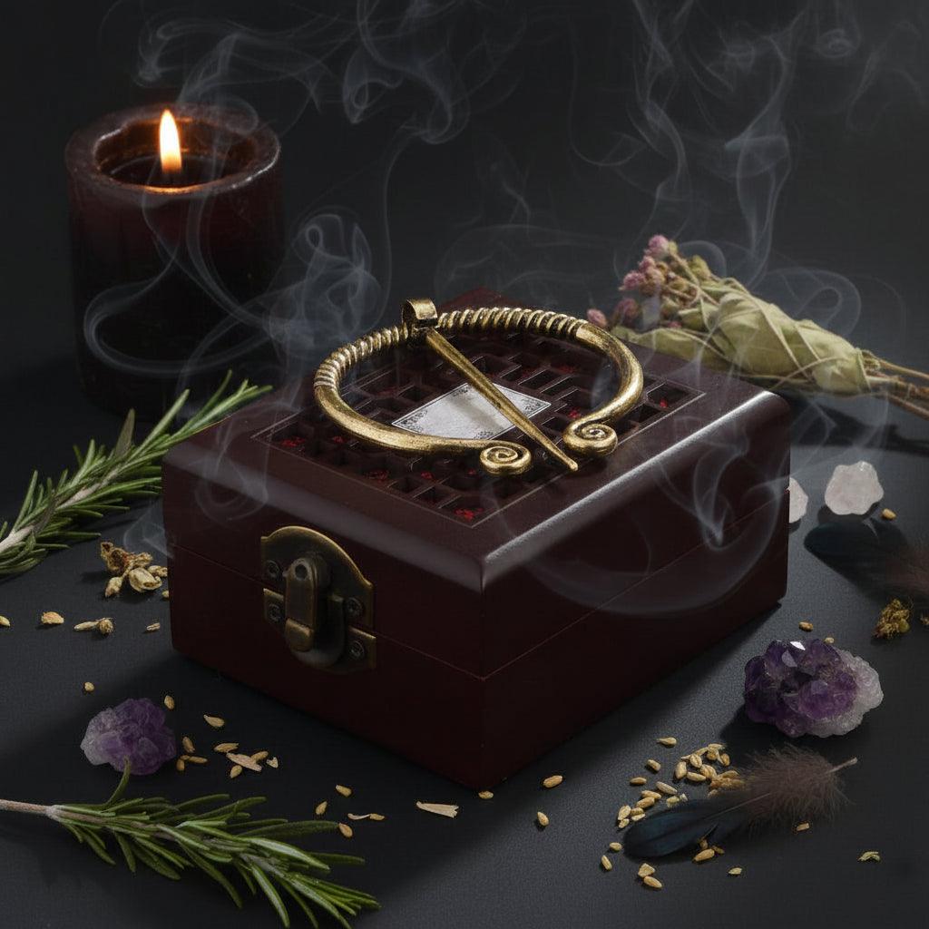 Decorative item with gold螺旋设计 on a dark background