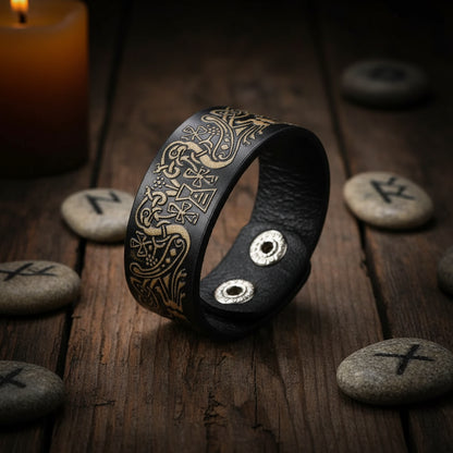 Viking Tree Bracelet - Sorceress Sanctuary Black-Coffee-Yellow