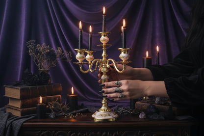 Vintage Candle Holder - Sorceress Sanctuary Silver (three heads)-Bronze (three heads)-Golden White (three heads)-Golden Red (three heads)-Golden White (five heads)