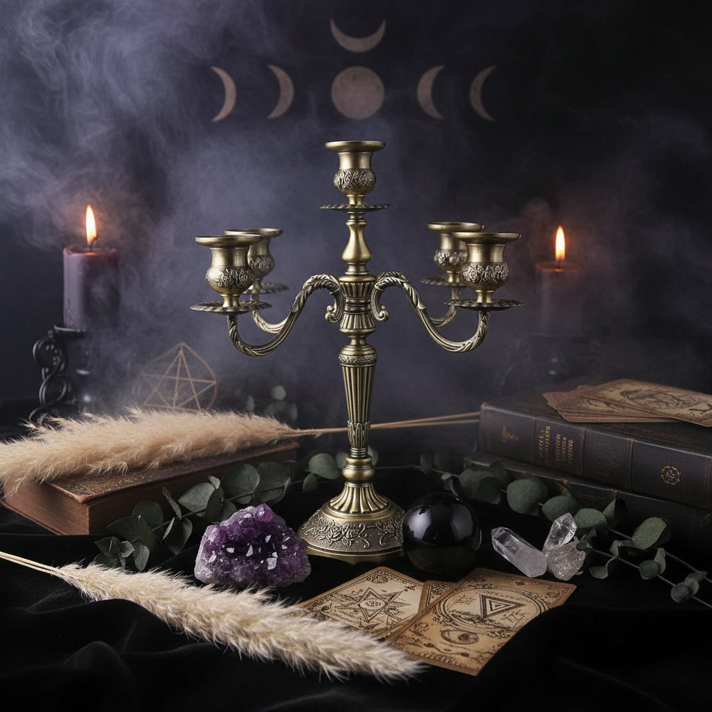 Vintage Candle Holder - Sorceress Sanctuary Silver (three heads)-Bronze (three heads)-Golden White (three heads)-Golden Red (three heads)-Golden White (five heads)