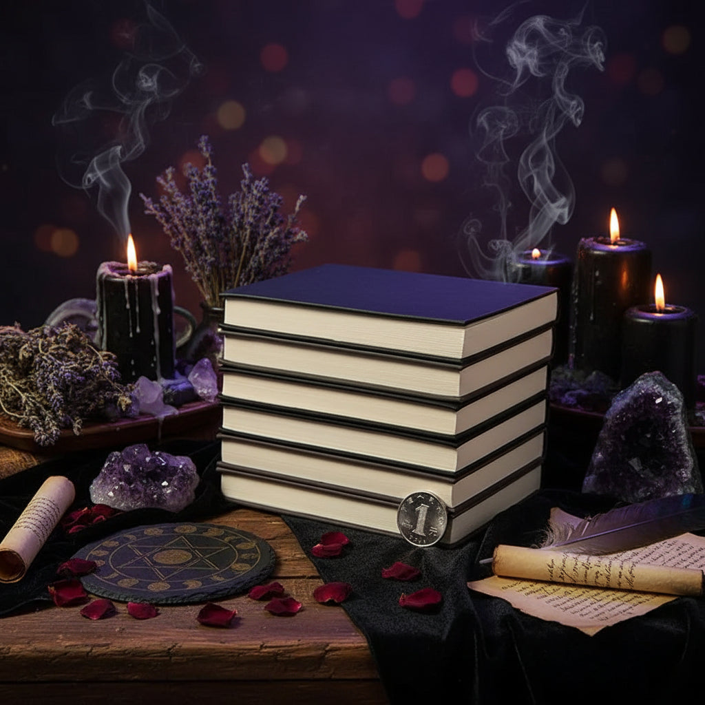 Vintage Grimoire Notebook - Sorceress Sanctuary blue-black-gray-Blackish green-Coffee