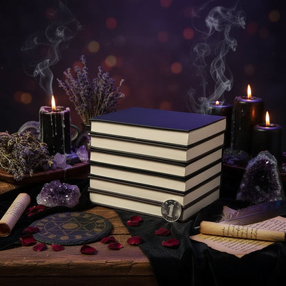 Vintage Grimoire Notebook - Sorceress Sanctuary blue-black-gray-Blackish green-Coffee