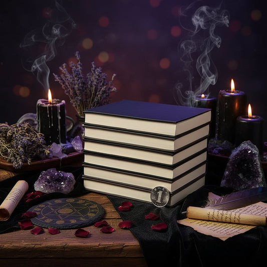Vintage Grimoire Notebook - Sorceress Sanctuary blue-black-gray-Blackish green-Coffee
