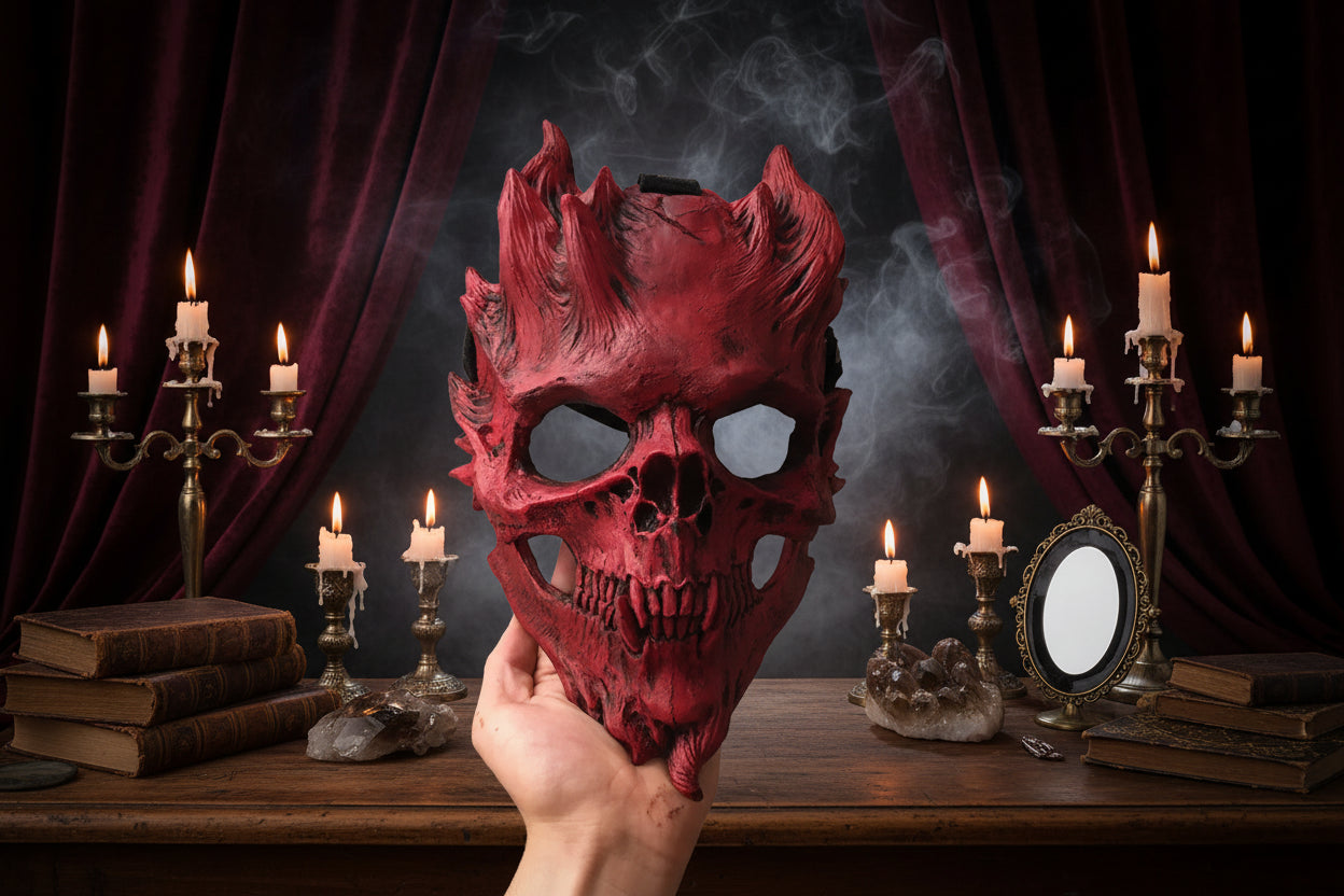 Warrior Skull Mask - Sorceress Sanctuary Red-White
