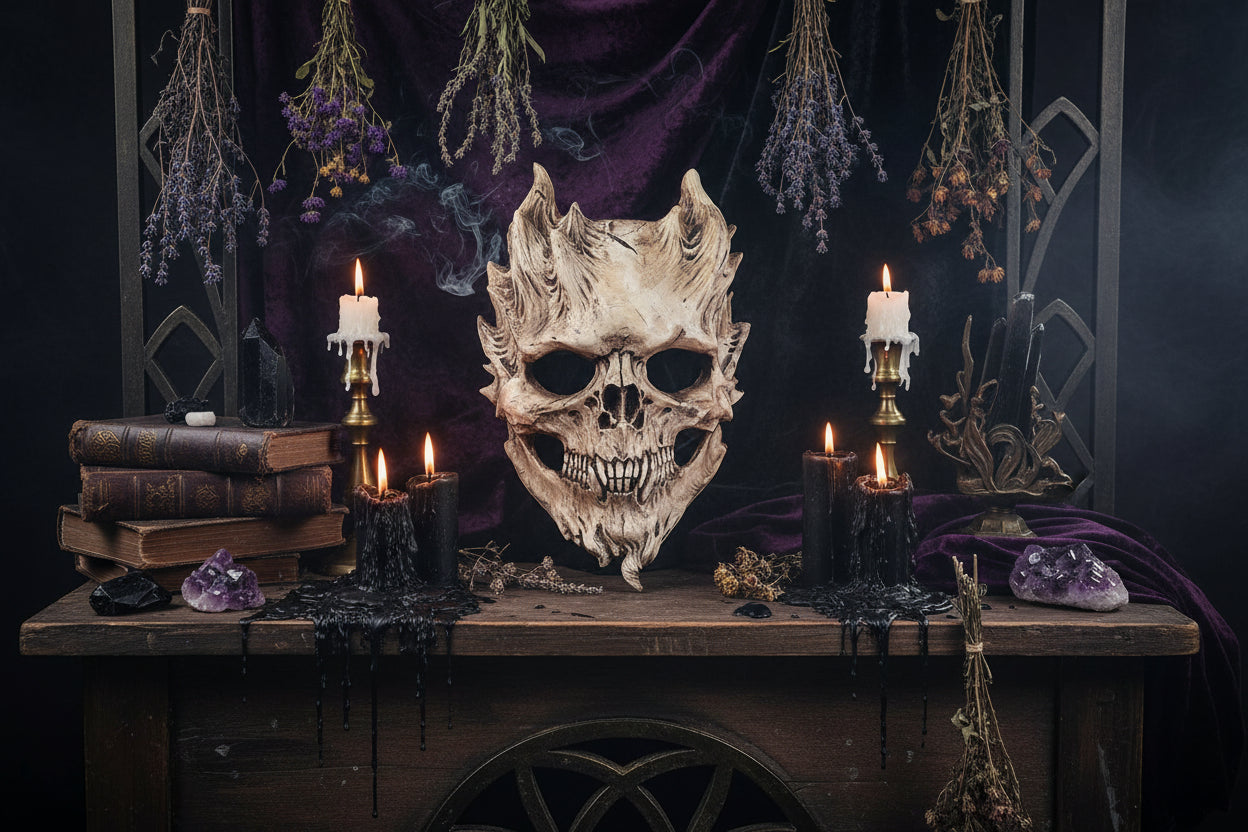 Warrior Skull Mask - Sorceress Sanctuary Red-White