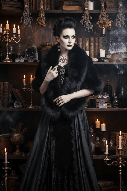 Wiccan Fur Shawl - Sorceress Sanctuary Red / One size-Black / One size-Grey / One size-Wine Red / One size-White / One size