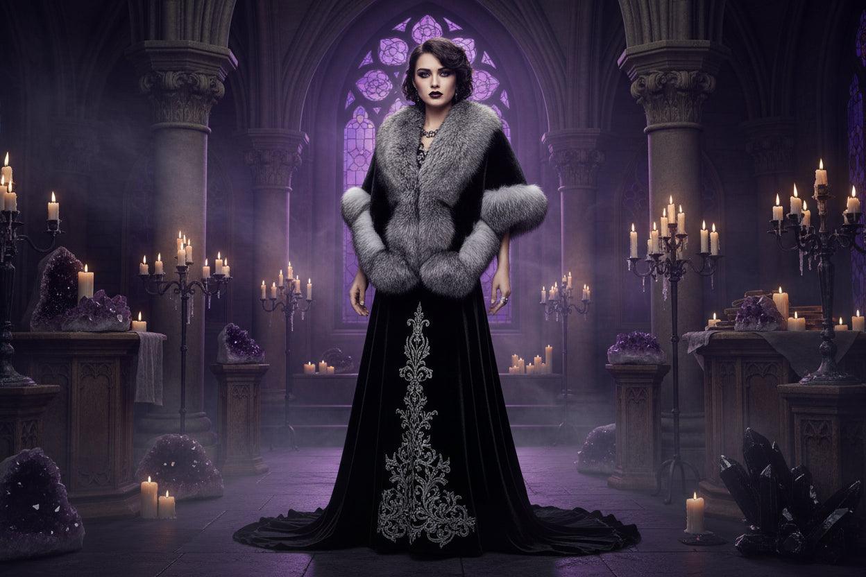 Wiccan Fur Shawl - Sorceress Sanctuary Red / One size-Black / One size-Grey / One size-Wine Red / One size-White / One size