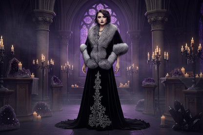 Wiccan Fur Shawl - Sorceress Sanctuary Red / One size-Black / One size-Grey / One size-Wine Red / One size-White / One size