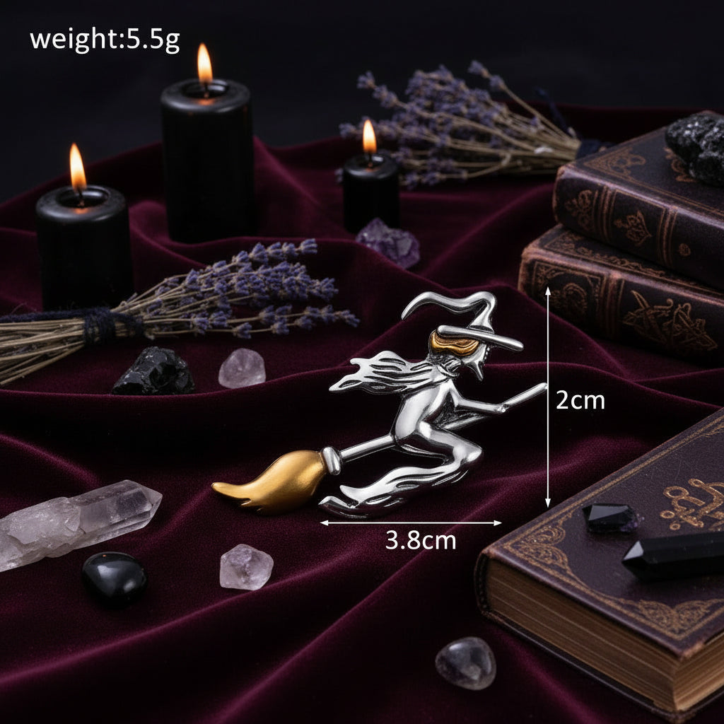 Vintage Witch Broom Brooch - Unique Sweater Accessory Sorceress Sanctuary