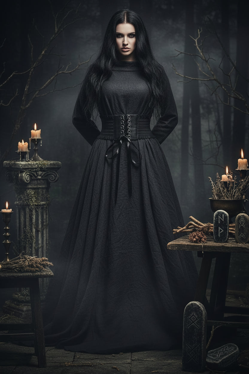 Gothic Steam Punk Lolita Corset Dress with Belt Sorceress Sanctuary