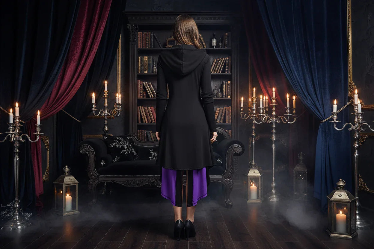 Witch Hooded Dress - Sorceress Sanctuary Black / S-Black / M-Black / L-Black / XL-Black / XXL