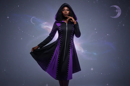 Witch Hooded Dress - Sorceress Sanctuary Black / S-Black / M-Black / L-Black / XL-Black / XXL