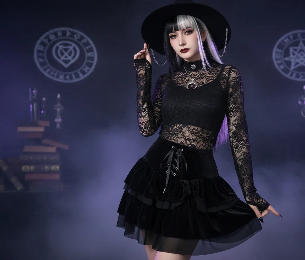 Witch Lace Skirt - Sorceress Sanctuary Black / S-Black / M-Black / L