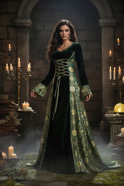 Witch Medieval Gown - Sorceress Sanctuary Green / M