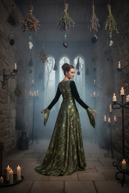 Witch Medieval Gown - Sorceress Sanctuary Green / M