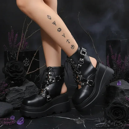 Witch Platform Boots - Sorceress Sanctuary White / 37size-Black / 36size-Black / 42size-Black / 39size-White / 43size
