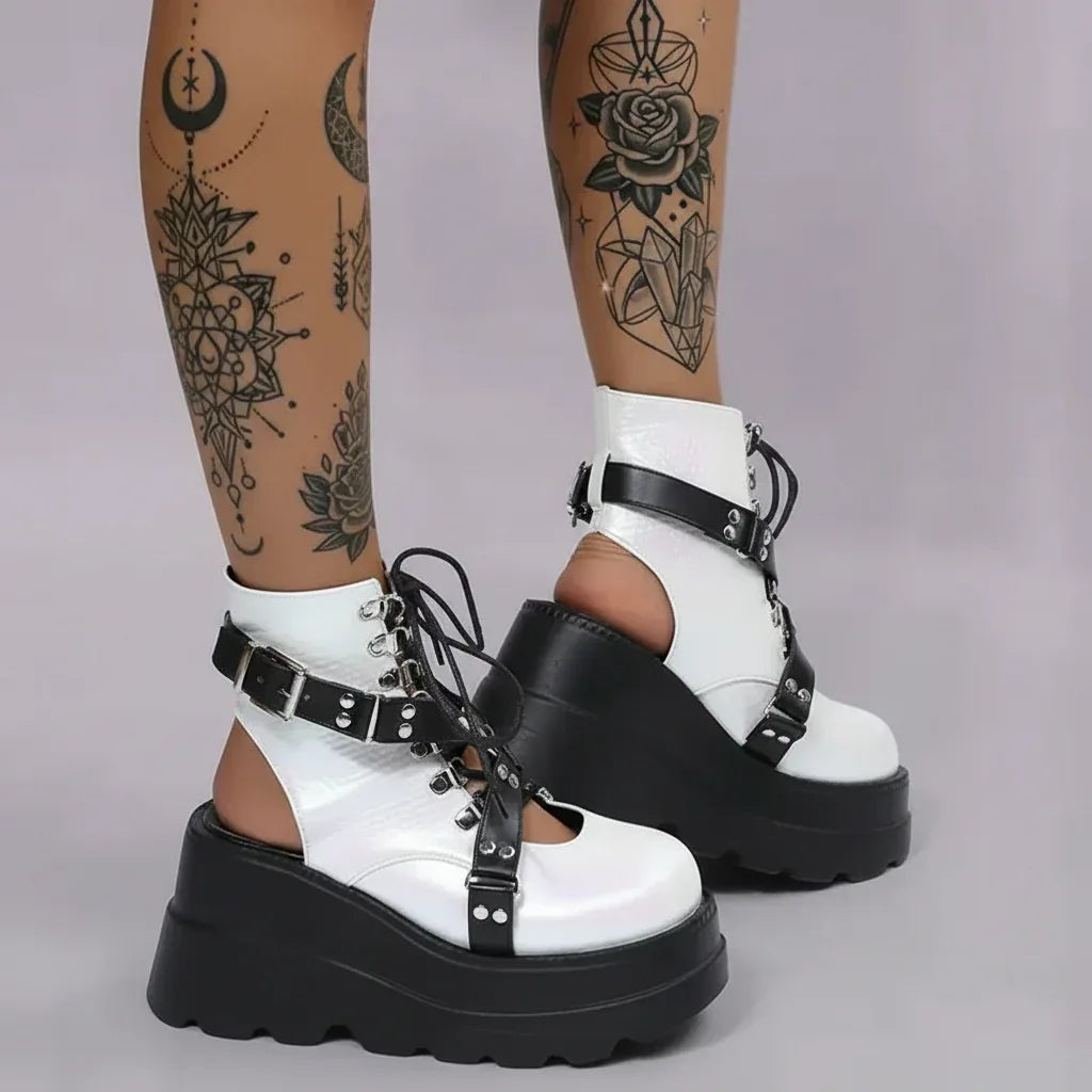 Witch Platform Boots - Sorceress Sanctuary White / 37size-Black / 36size-Black / 42size-Black / 39size-White / 43size