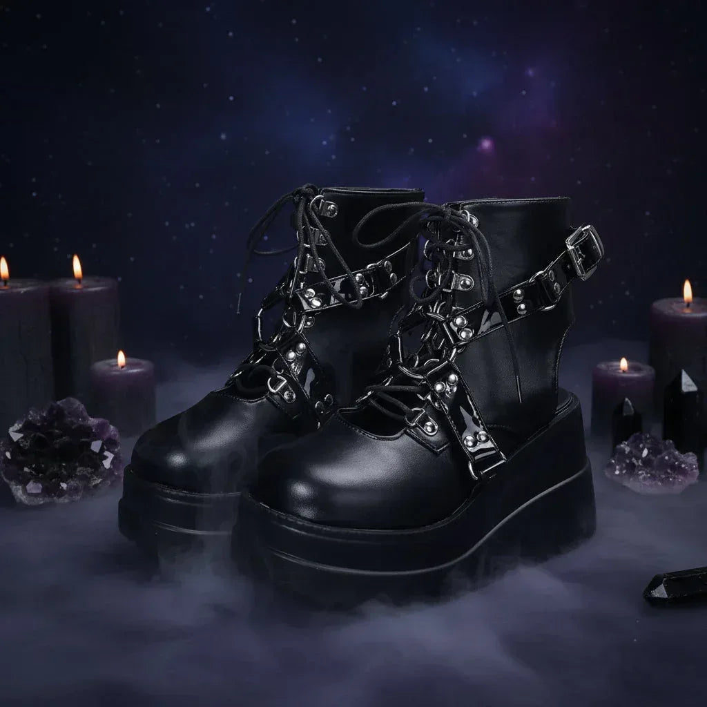 Witch Platform Boots - Sorceress Sanctuary White / 37size-Black / 36size-Black / 42size-Black / 39size-White / 43size