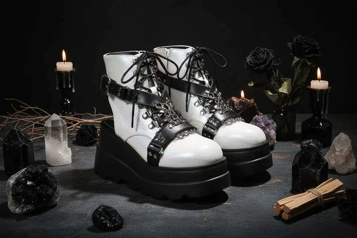 Witch Platform Boots - Sorceress Sanctuary White / 37size-Black / 36size-Black / 42size-Black / 39size-White / 43size