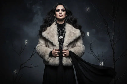 Witch Plush Coat - Sorceress Sanctuary Beige / L-Beige / M-Beige / S-Beige / XS-Black / S