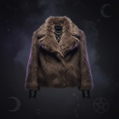 Witch Plush Coat - Sorceress Sanctuary Beige / L-Beige / M-Beige / S-Beige / XS-Black / S