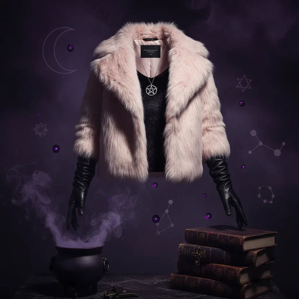 Witch Plush Coat - Sorceress Sanctuary Beige / L-Beige / M-Beige / S-Beige / XS-Black / S
