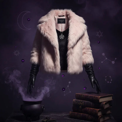 Witch Plush Coat - Sorceress Sanctuary Beige / L-Beige / M-Beige / S-Beige / XS-Black / S
