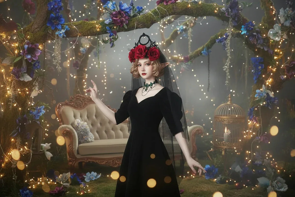Witch Rose Headpiece - Sorceress Sanctuary Black