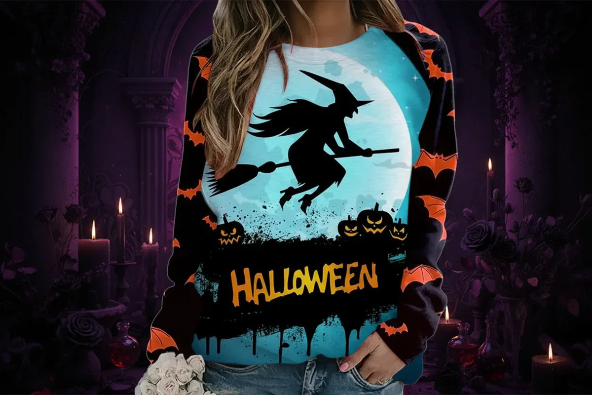 Witch Sweater - Sorceress Sanctuary Witch Cat On Pumpkin / XS-Witch Cat On Pumpkin / S-Witch Cat On Pumpkin / M-Witch Cat On Pumpkin / L-Witch Cat On Pumpkin / XL