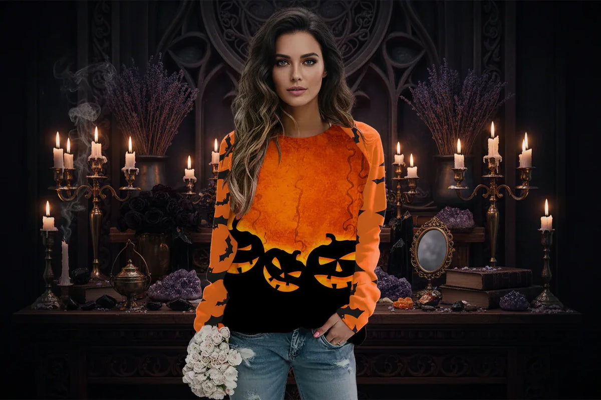 Witch Sweater - Sorceress Sanctuary Witch Cat On Pumpkin / XS-Witch Cat On Pumpkin / S-Witch Cat On Pumpkin / M-Witch Cat On Pumpkin / L-Witch Cat On Pumpkin / XL