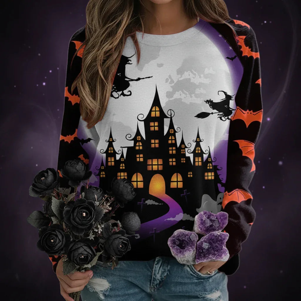 Witch Sweater - Sorceress Sanctuary Witch Cat On Pumpkin / XS-Witch Cat On Pumpkin / S-Witch Cat On Pumpkin / M-Witch Cat On Pumpkin / L-Witch Cat On Pumpkin / XL