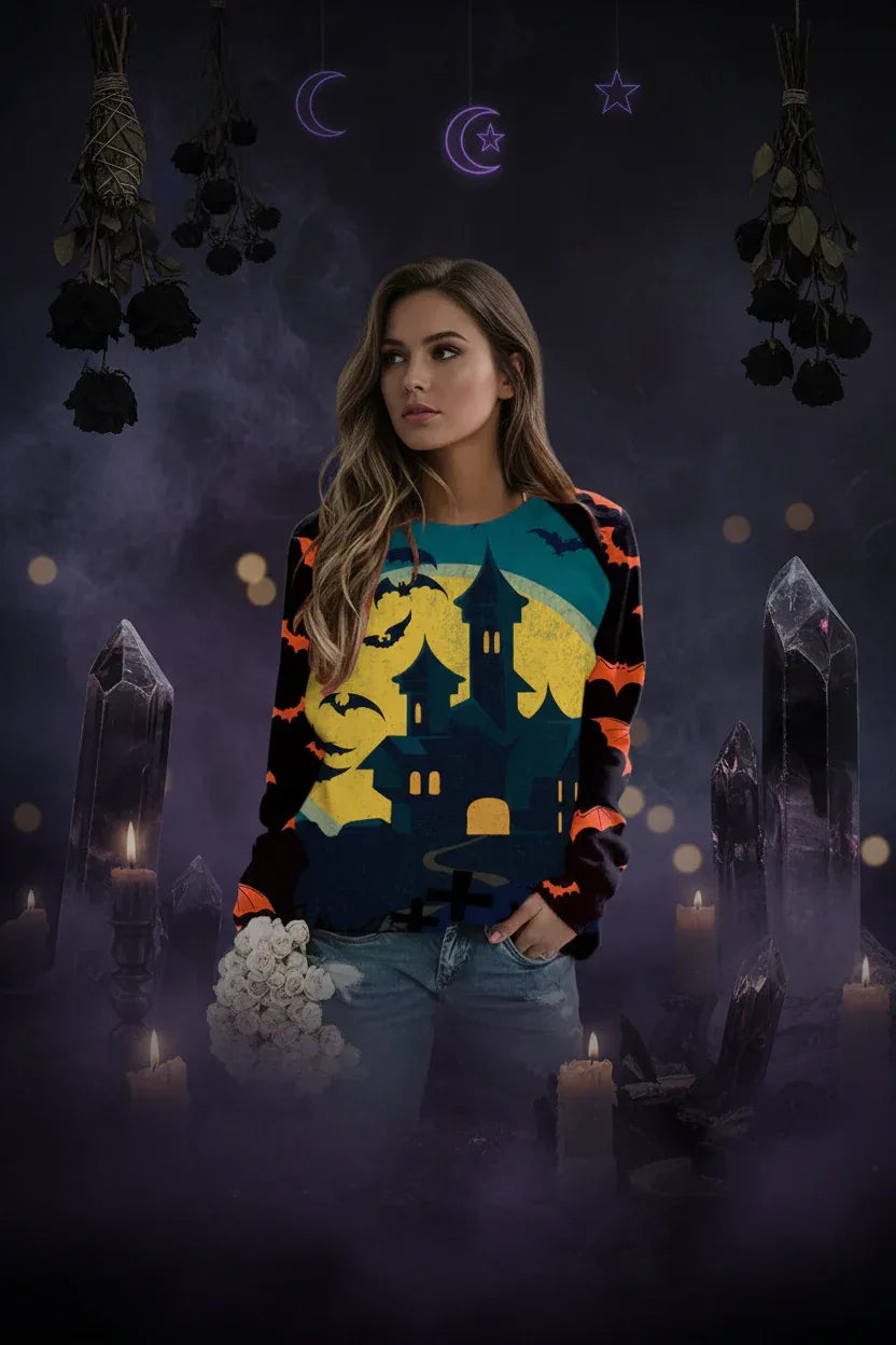 Witch Sweater - Sorceress Sanctuary Witch Cat On Pumpkin / XS-Witch Cat On Pumpkin / S-Witch Cat On Pumpkin / M-Witch Cat On Pumpkin / L-Witch Cat On Pumpkin / XL
