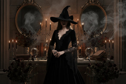 Witch’s Bow Hat - Sorceress Sanctuary Black / 45cm