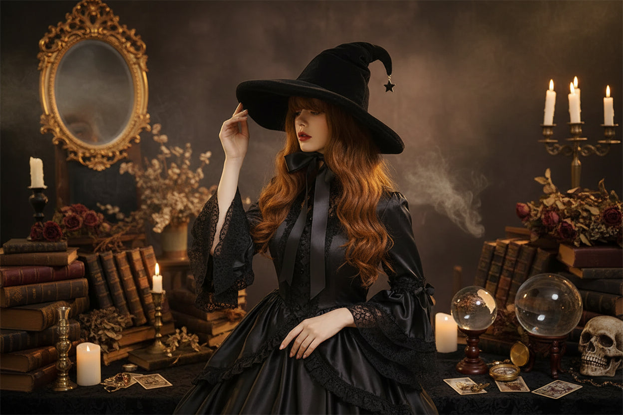 Witch’s Bow Hat - Sorceress Sanctuary Black / 45cm