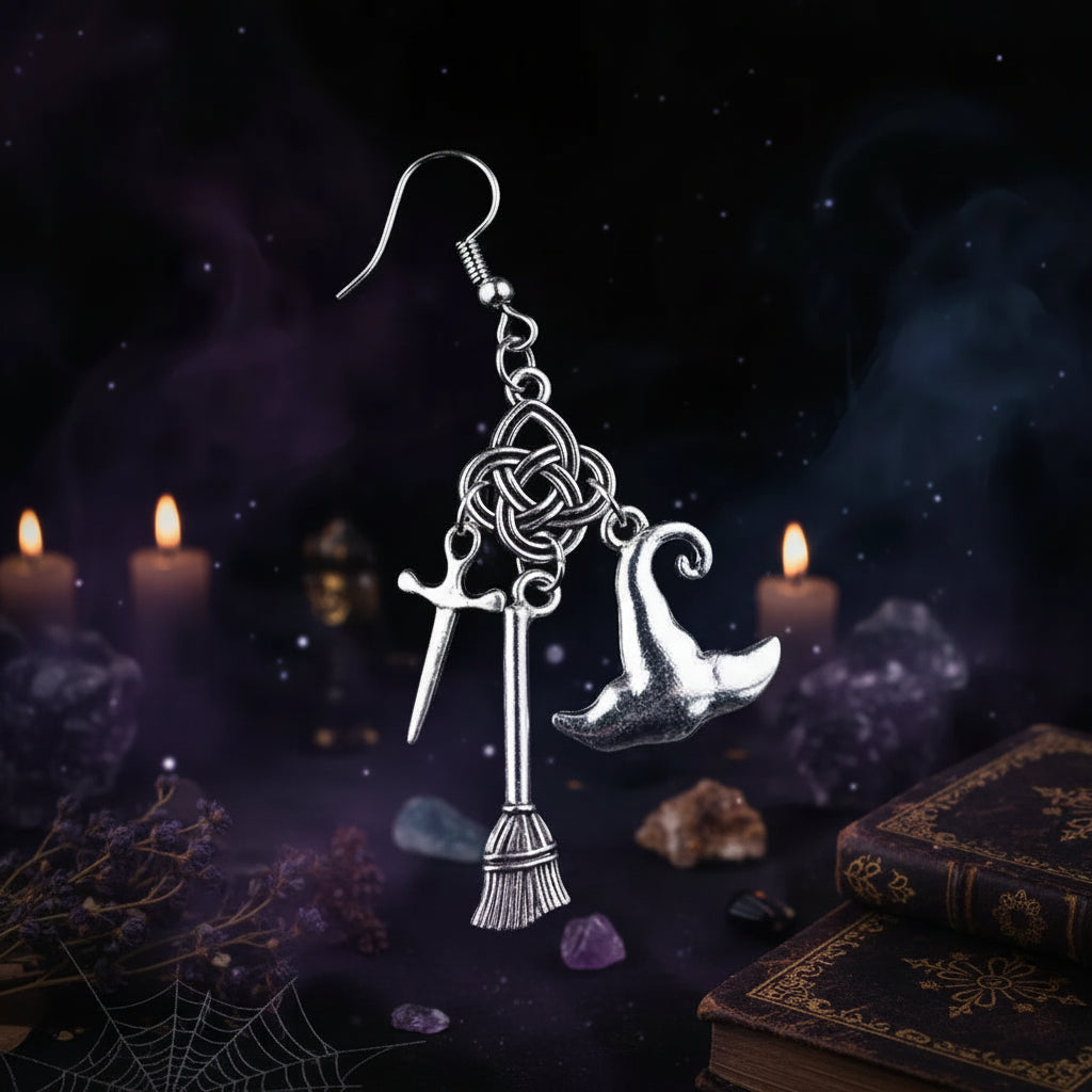 Witchcraft Earrings - Sorceress Sanctuary Silver / Magic hat-Silver / Pumpkin hat