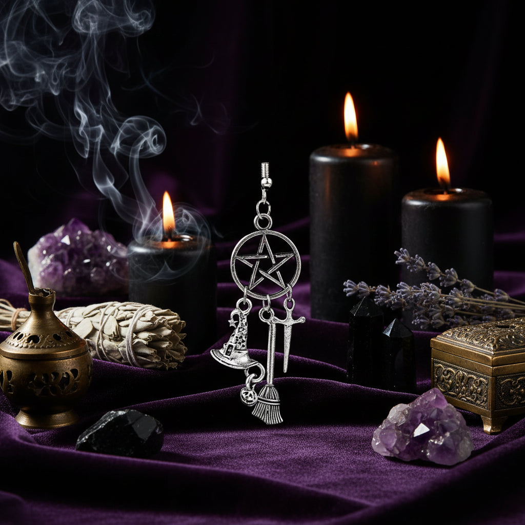 Witchcraft Earrings - Sorceress Sanctuary Silver / Magic hat-Silver / Pumpkin hat